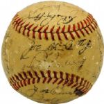 New York Yankees 1937 World Champions Team Signed Baseball (23 Signatures) with Gehrig and DiMaggio