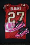 LaGarrette Blount Bucs Game Worn Jersey, Game Worn Pink Breast Cancer Awareness Cleats AND Gloves 10/3/11