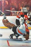 Bernie Parent Save Jeffrey Rubin Original Art on Canvas Stretched to Wooden Panels (Spectrum Archives from Comcast Charities)