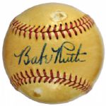 Exceptional Babe Ruth Single-Signed American League Baseball with Mint Signature (PSA and JSA)