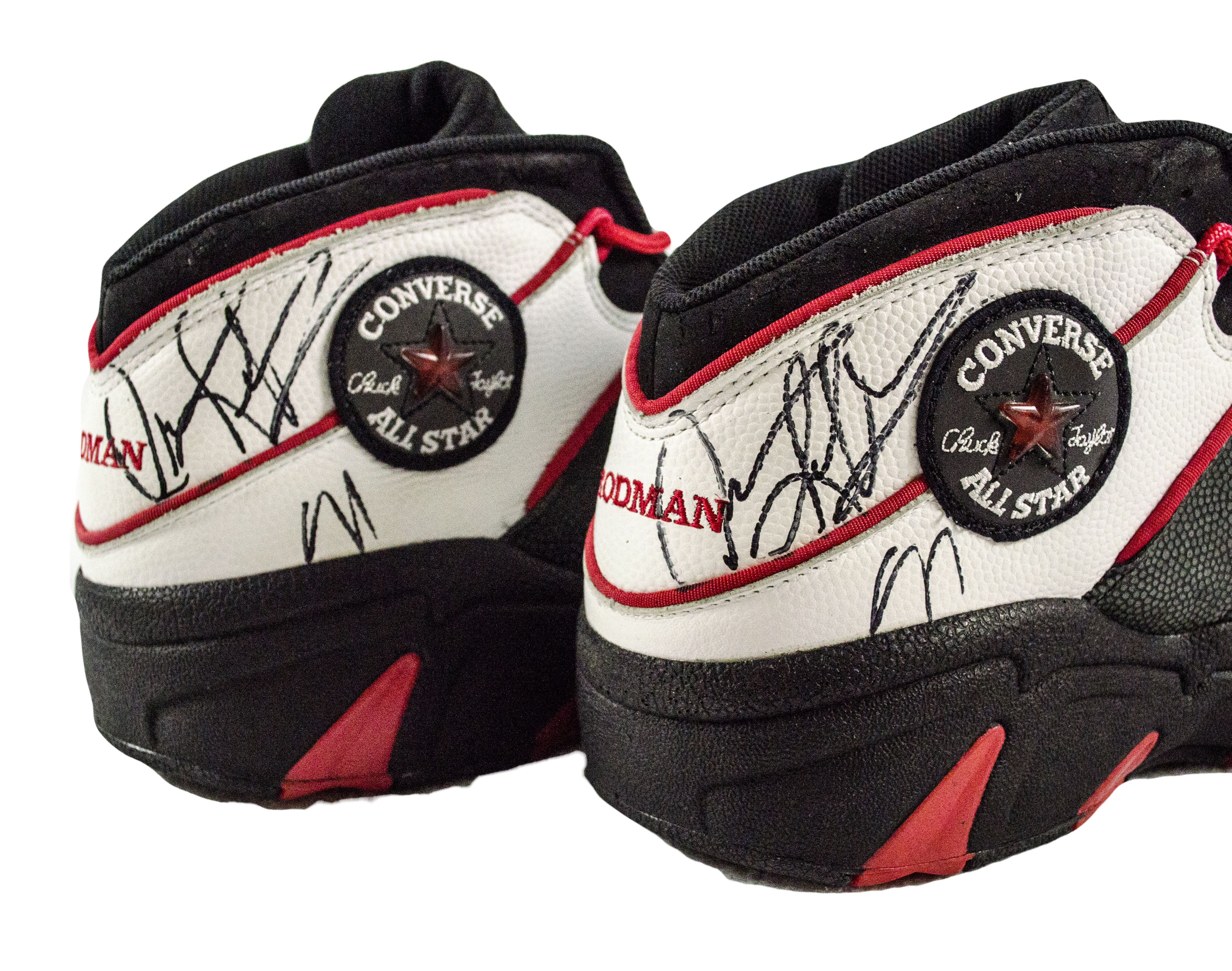 Lot Detail Dennis Rodman Signed Game Used Converse Sneakers