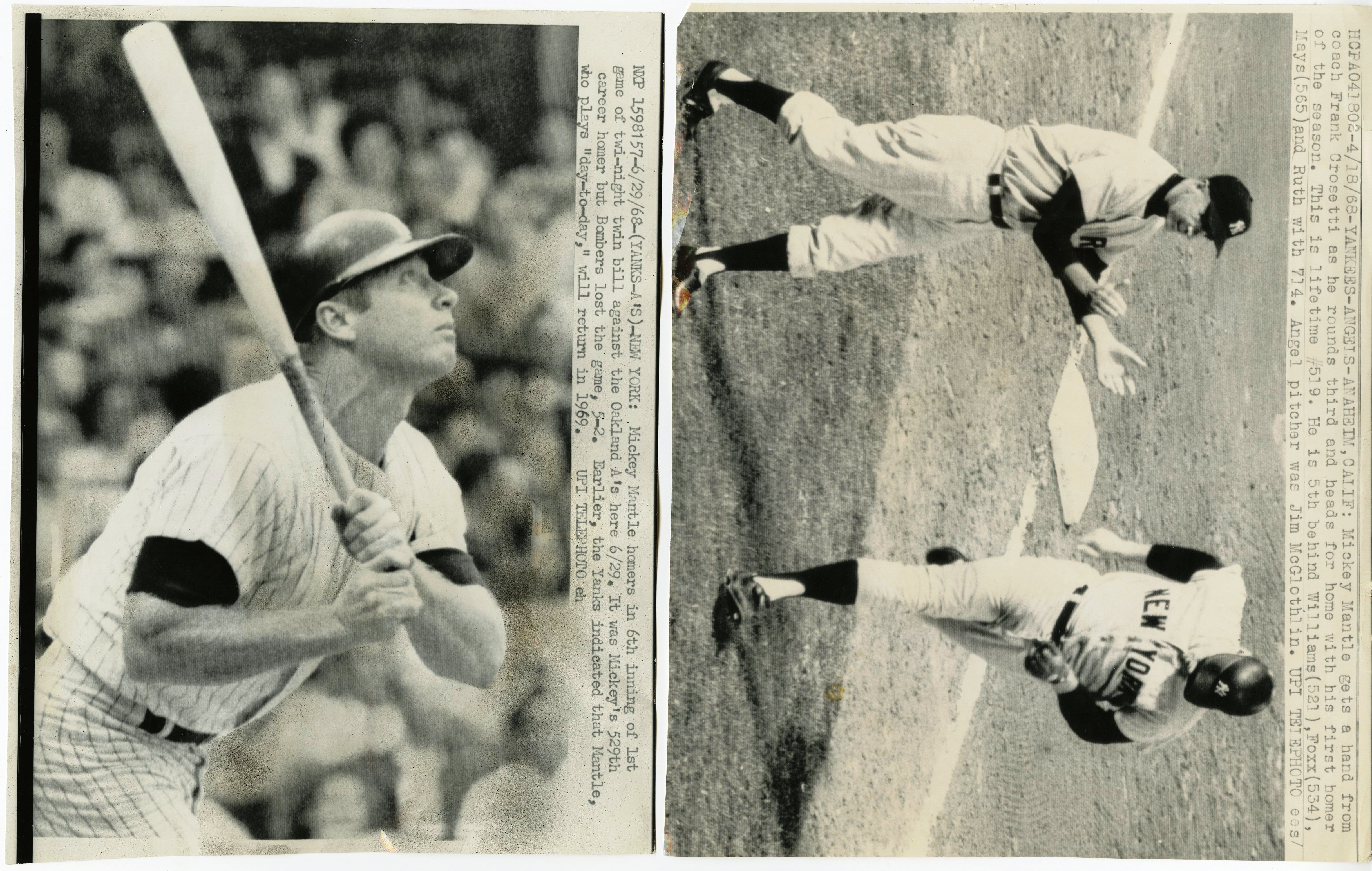 Lot Detail Mickey Mantle Home Run Vintage Wire Photo Collection Of 6