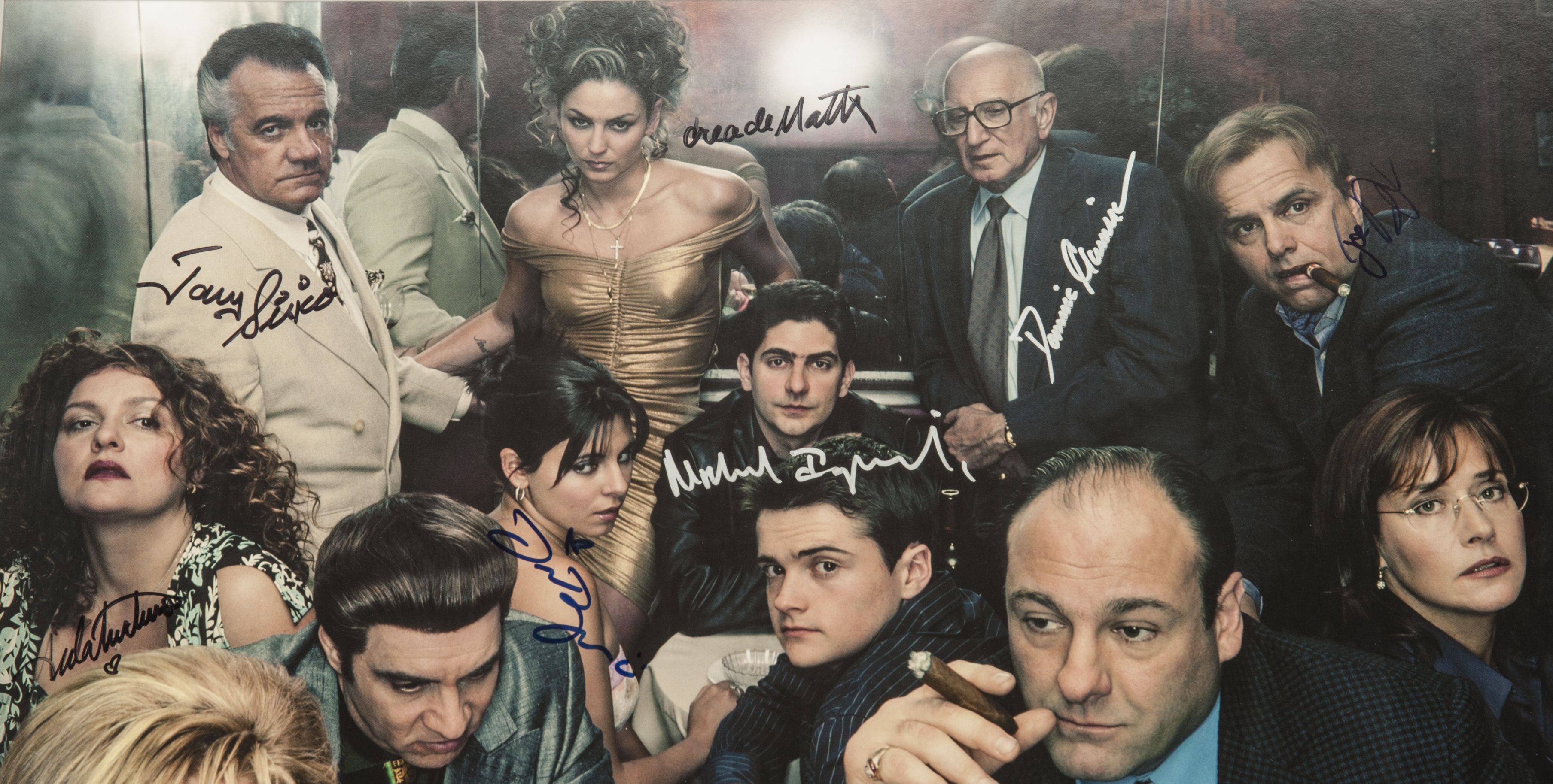 Lot Detail - The Soprano’s Cast Signed and Framed Poster with James
