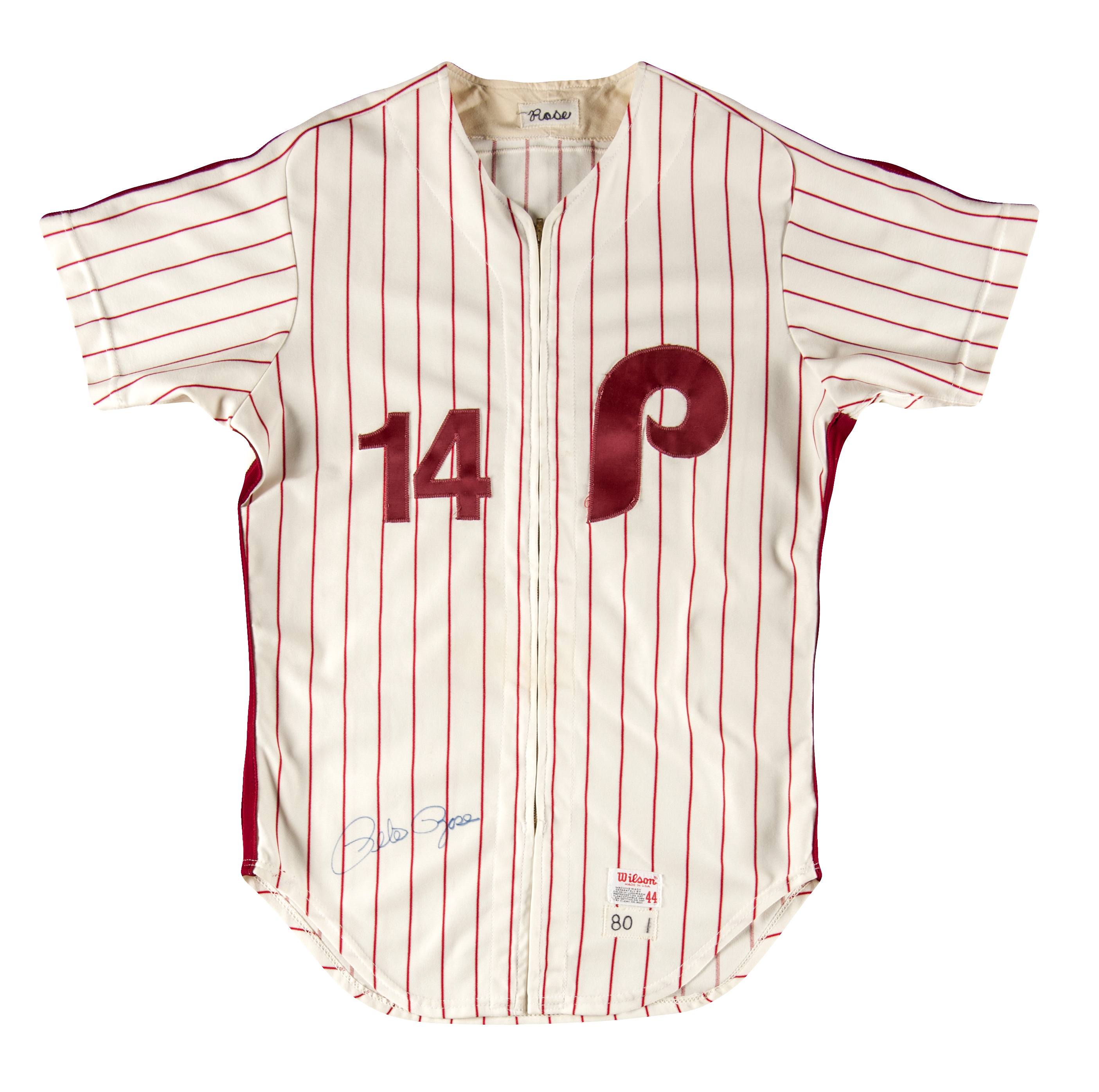 Lot Detail - 1980 Pete Rose Philadelphia Phillies Game Worn and Signed Full Home ...