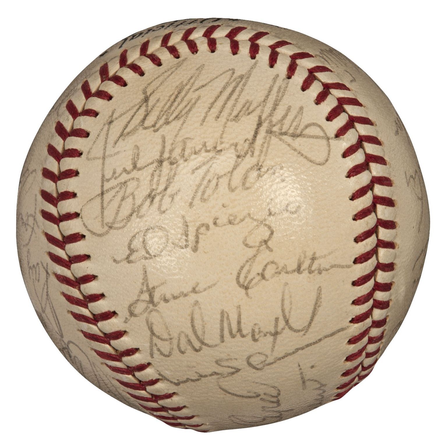 Lot Detail - 1967 World Champion St. Louis Cardinals Team Signed Baseball With 26 Signatures ...