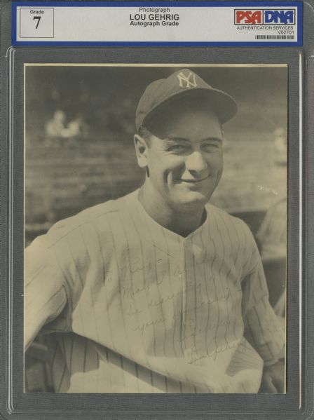 Lou Gehrig Signed 1930s 8x10 Photo Inscribed to Then President of Goudey Gum Company (PSA/DNA Near Mint 7)