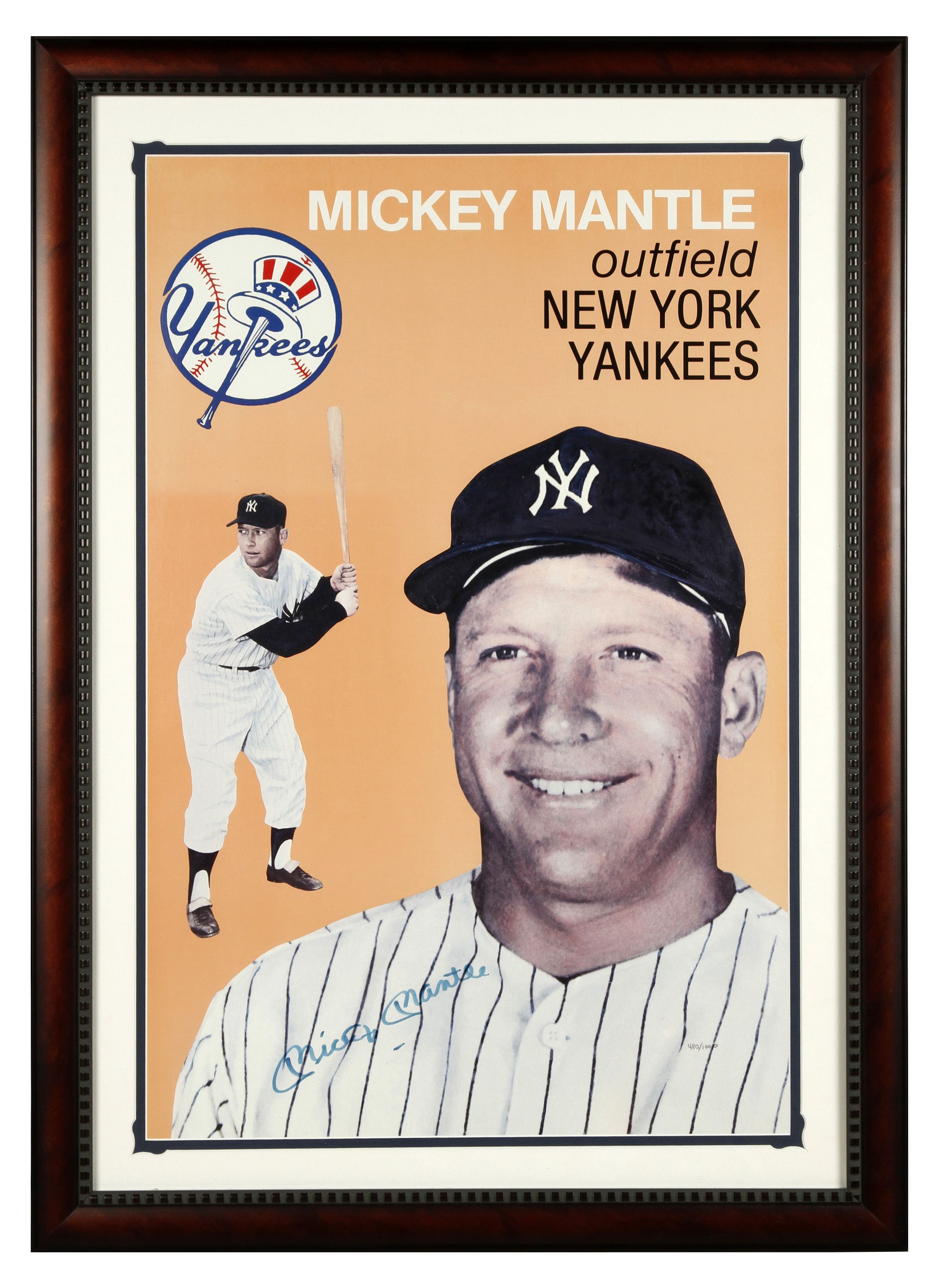 Lot Detail - Mickey Mantle Limited Edition Signed and Framed 1954 Style Topps Baseball ...