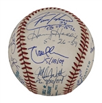 One Of A Kind Baseball Signed By Every Pitcher Who Threw a Perfect Game In Past 90 Years with 19 Signatures Including Harvey Haddix! (PSA/DNA)