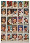 1952 Topps “High Numbers” Uncut Partial Sheet of 25 Cards – Featuring Mickey Mantle and Jackie Robinson!