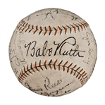 1931 New York Yankees Team Signed Baseball (18 Signatures) - Including Ruth, Gehrig and Gomez-Partially Traced (PSA/DNA)