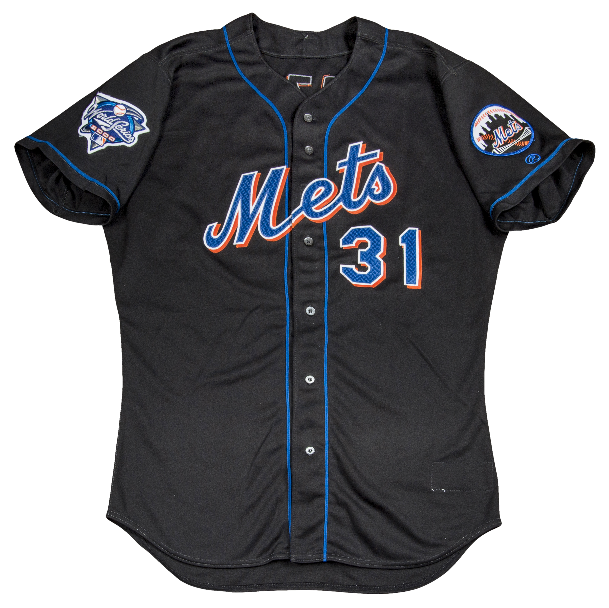 Lot Detail - 2000 Mike Piazza Game Used New York Mets World Series Alternate Black Jersey (MC ...