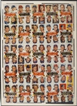 1953 Topps Uncut Sheet (100 Cards) - In Ten 10-Card Strips, Featuring Mantle, Robinson, Campanella and Feller