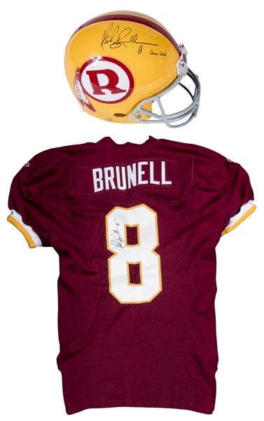 2003 Mark Brunell Game Used and Signed Washington Redskins Burgundy Jersey and Helmet (Brunell LOA)