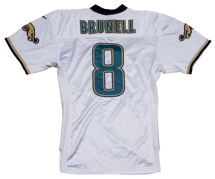 1998 Mark Brunell Game Used and Signed Jacksonville Jaguars White Jersey (Brunell LOA)
