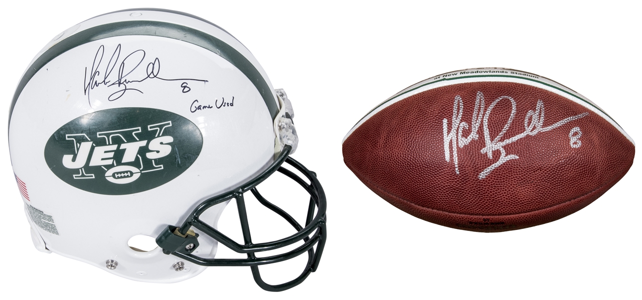 Mark Brunell Game Used and Signed New York Jets Helmet and Painted Game Ball (Brunell LOA)
