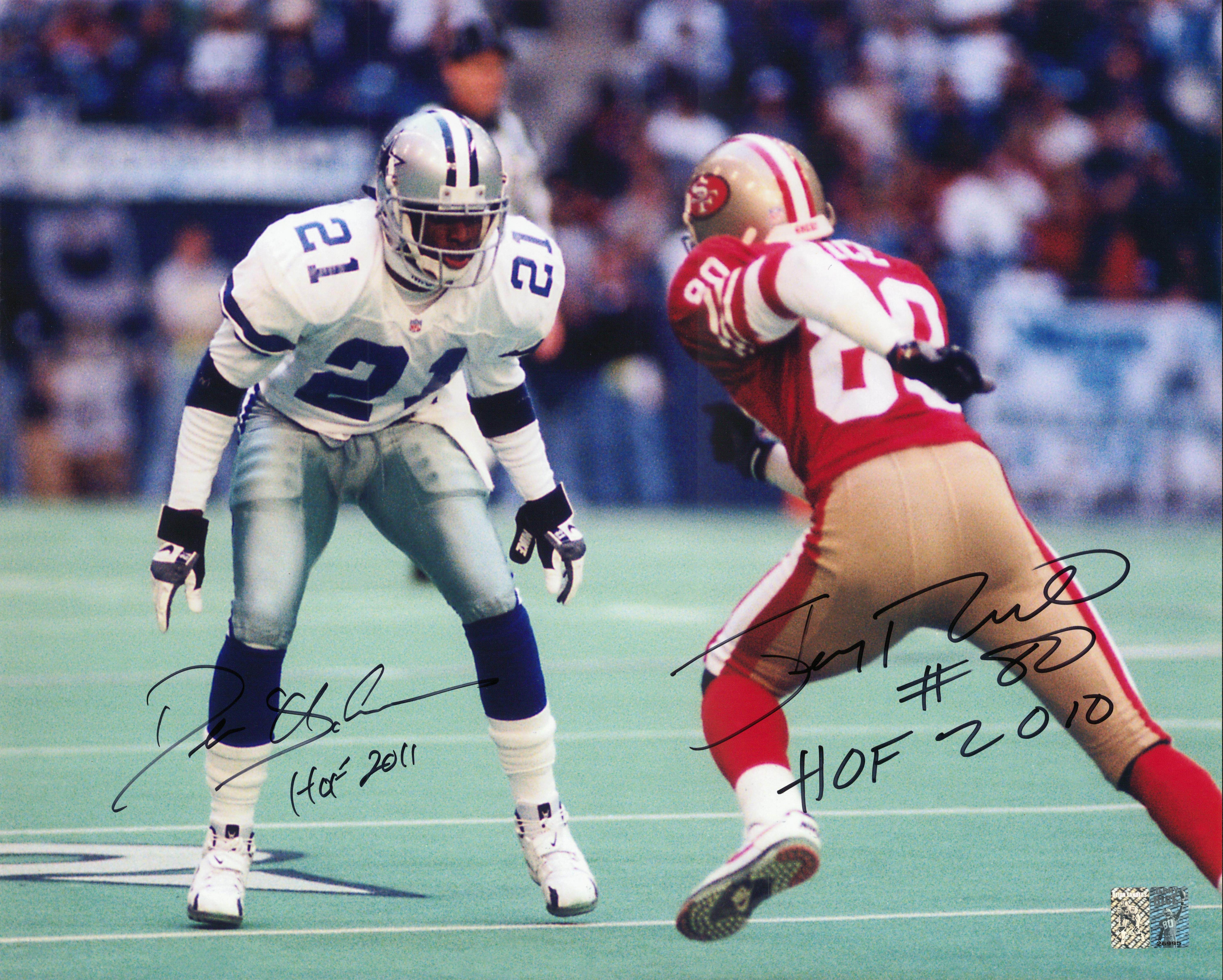 Lot Detail - Deion Sanders & Jerry Rice Signed & Inscribed 16x20 Photo