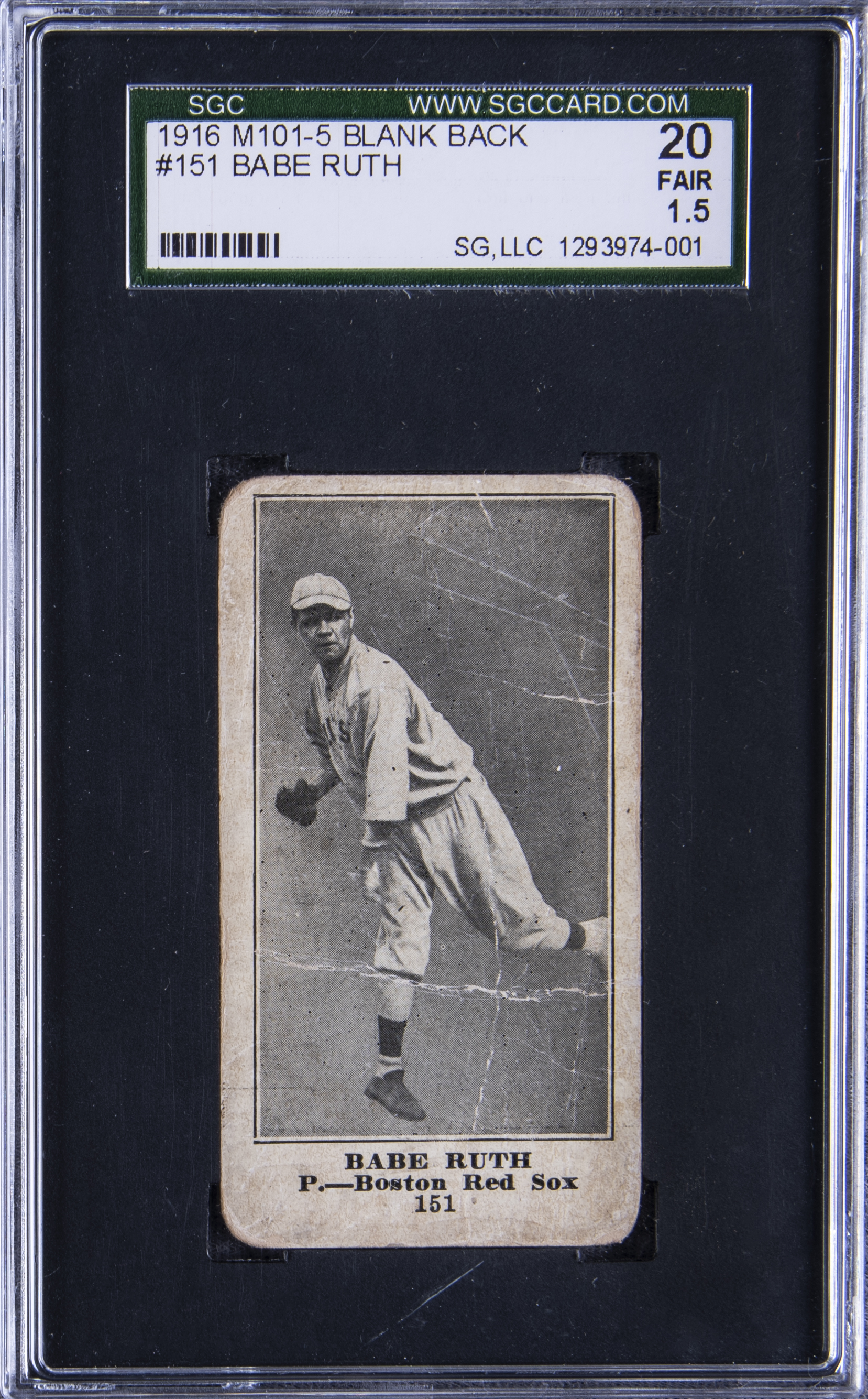 Lot Detail 1916 M101 5 Blank Back 151 Babe Ruth Rookie Card Sgc 20 Fr 1 5