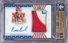 2017 Panini National Treasures Stars & Stripes #161 Patrick Mahomes II Signed Patch Rookie Card (#08/13) - BGS GEM MINT 9.5/BGS 10 - Pop. "1-of-3!"