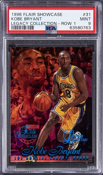 1996-97 Flair Showcase Legacy Collection Row 1 #31 Kobe Bryant Rookie Card (#042/150) – PSA MINT 9