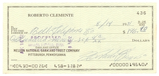 1971 Roberto Clemente Signed Check - PSA/DNA Authentic
