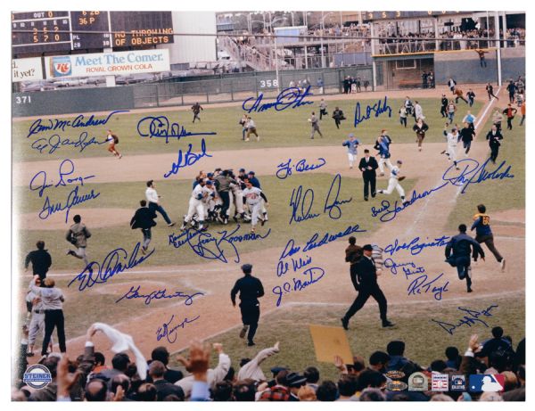Lot Detail - 1969 World Champion New York Mets Team Signed 11x14 Framed  Color Photograph With 27 Signatures Including Seaver, Ryan, Berra & Koosman  (PSA/DNA)