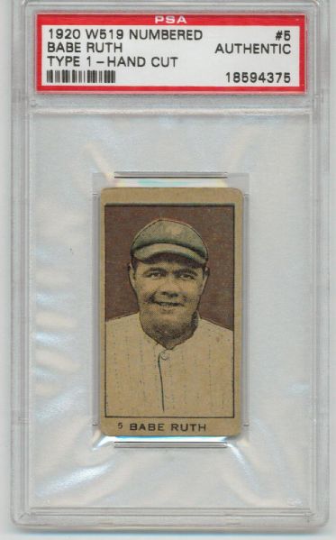 Auction Prices Realized Baseball Cards 1920 W519 Numbered Type 1 Babe Ruth  HAND CUT