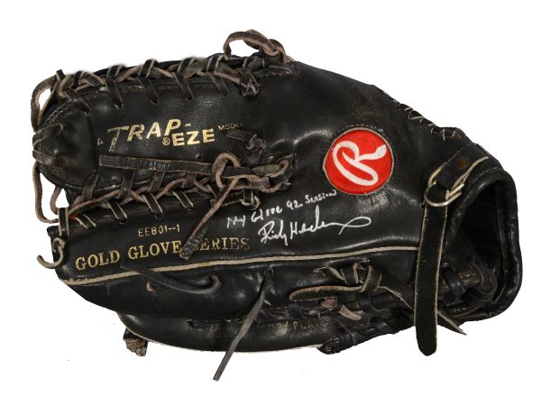 Baseball glove, used by Rickey Henderson, Oakland A's