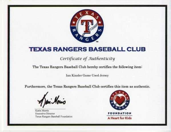 Lot Detail - 2012 Ian Kinsler Game Used Texas Rangers Jersey 4/25