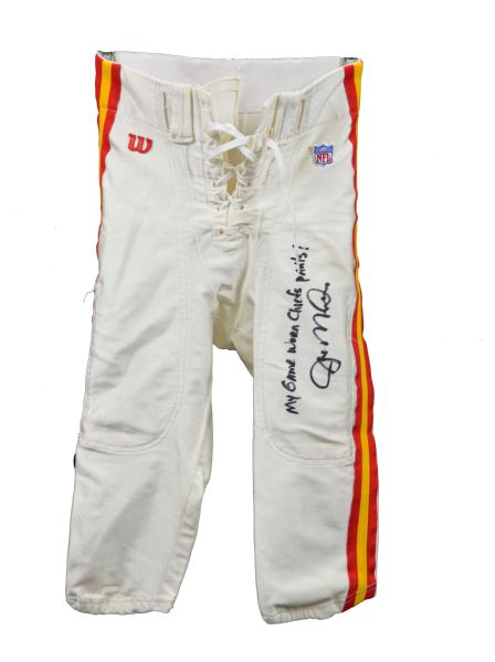 1993 Game Worn and Signed Chiefs Pants with Signed LOA from Joe Montana