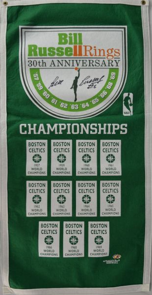 Lot Detail - Bill Russell Signed Celtics Championships 30th Anniversary  Banner