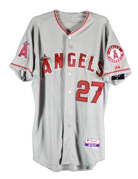 Mike Trout Los Angeles Angels Majestic Gray Road Jersey Cool Base