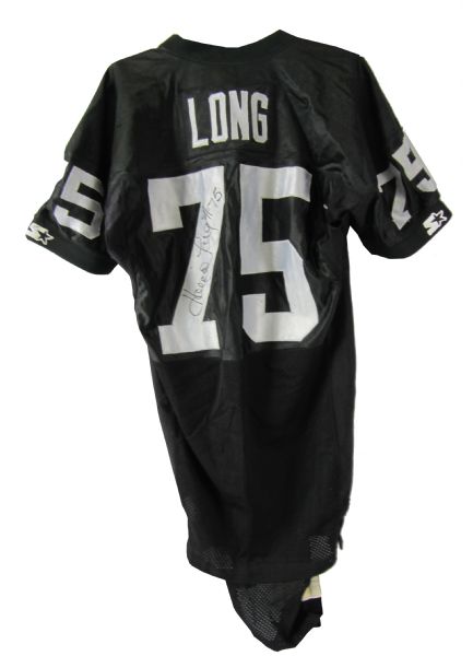 Lot Detail - 1992-1993 Howie Long Game Worn and Signed Los Angeles Raiders  Home Jersey MEARS 10