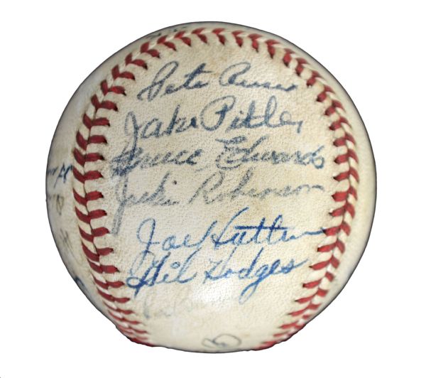 Jackie Robinson 1955 Brooklyn Dodgers Team Signed Baseball 26 Autographs JSA
