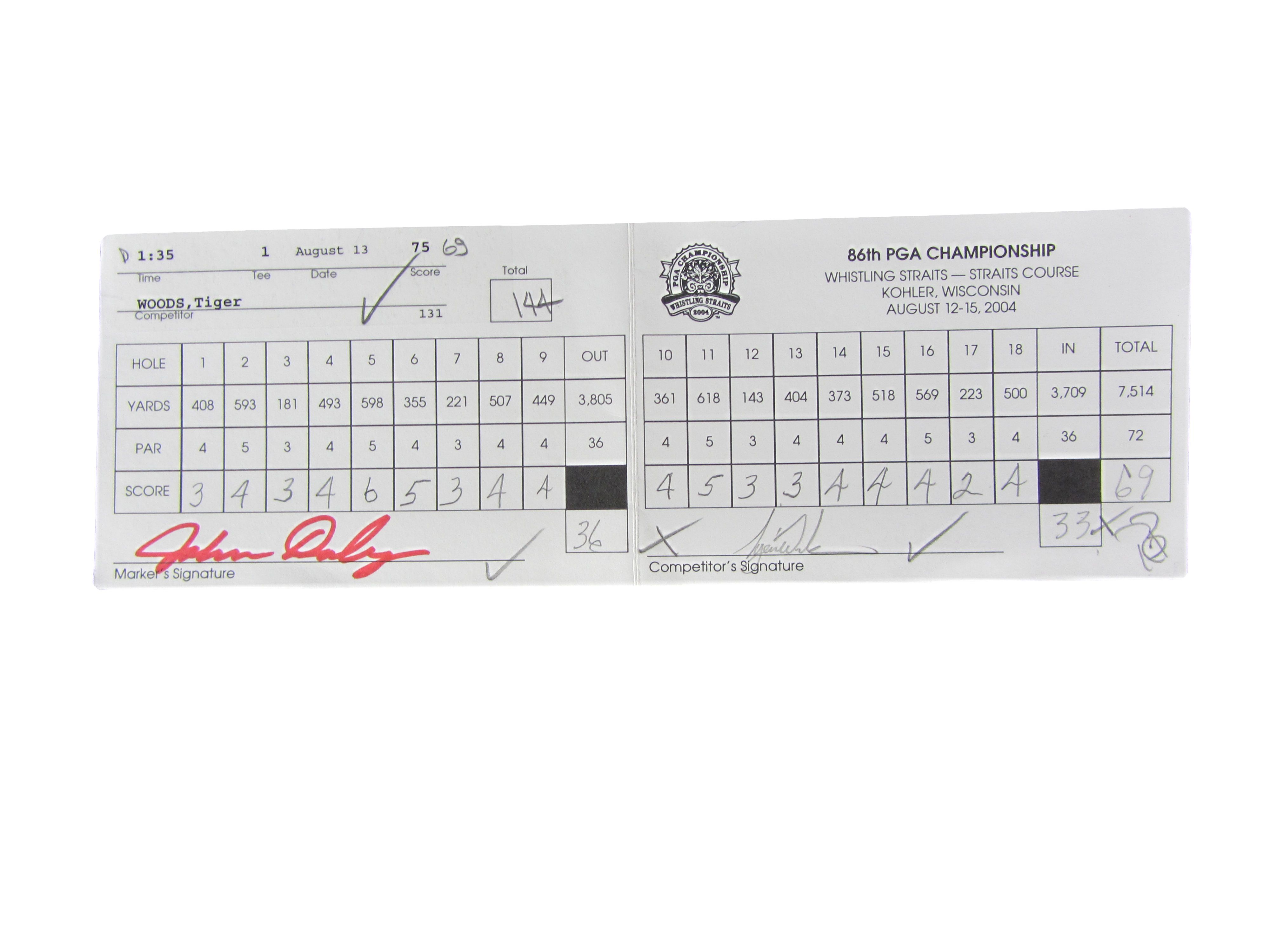 Lot Detail - Tiger Woods and John Daly Signed Tournament Scorecard from 2004 PGA ...