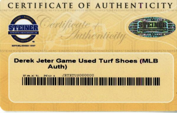 Lot Detail - Derek Jeter Game Used & Dual Signed Turf Shoes (MLB  Authenticated & Steiner)