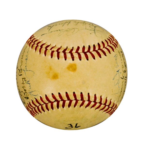 1951 New York Yankees Team-Signed Baseball Mantle & DiMaggio Signature