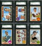 1968 Topps Complete Set of 598 cards with Six SGC Graded   