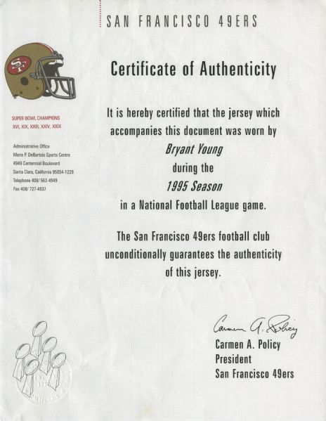 Bryant Young San Francisco 49ers NFL Signed Autographed A4 Photo  Memorabilia 2 A on eBid United States
