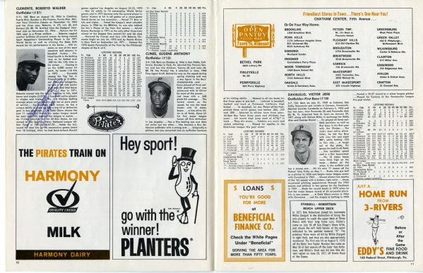 Pittsburgh Pirates 1972 Vintage Scorebook MLB World Champion &
