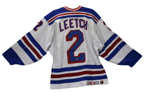 Alumni Classic game worn Rangers jersey signed by #2 Brian Leetch
