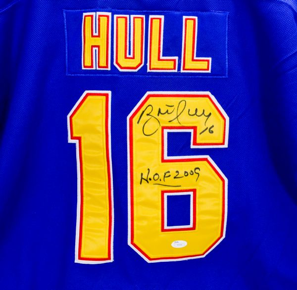BRETT HULL Signed St Louis Blues Blue CCM Jersey - HOF - NHL Auctions