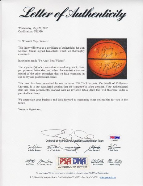 Michael Jordan autographed Wilson NBA All-stars Basketball 