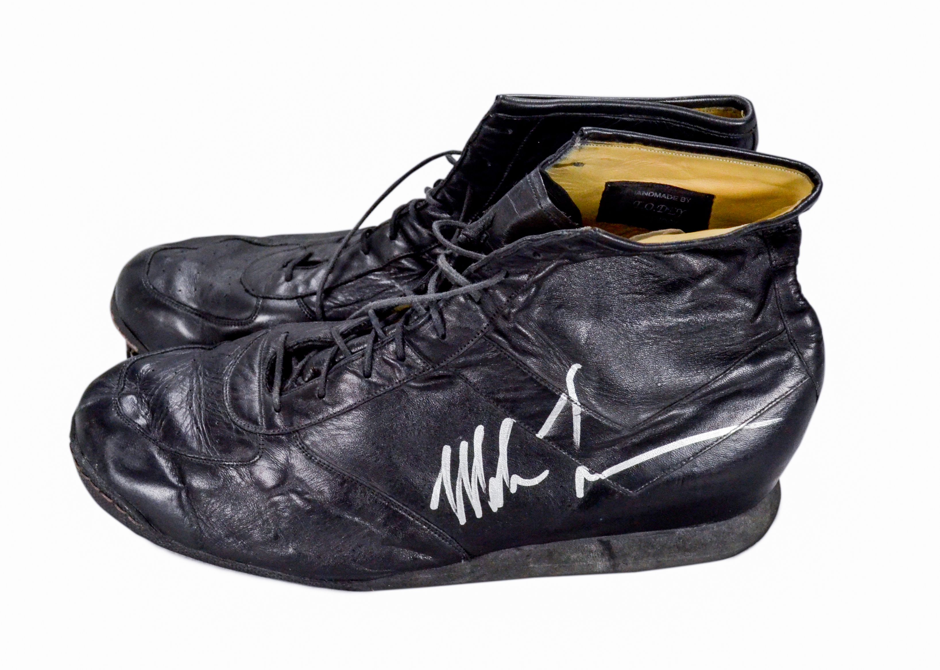 Lot Detail - Mike Tyson Signed Shoes Worn To Train For Fight Against