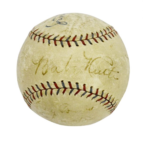 Lot Detail - 1928 Yankees Team-Signed Baseball (20 Signatures including  Ruth and Gehrig)
