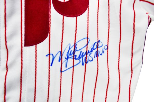  Mike Schmidt Autographed Phillies White Mitchell