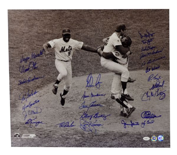 Mets 1969 World Series Champions 20th Anniversary LE 16x20 Photo Team-Signed  by (19) with Tom Seaver, Ken Boswell, Wayne Garrett, Al Weis Inscribed  We're #1 (Beckett & MAB)
