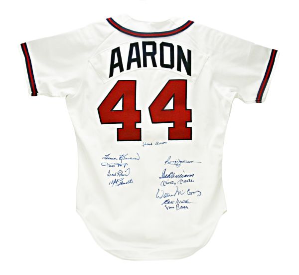 Lot Detail - Spectacular 500 Home Run Club Signed Hank Aaron Jersey with  (11) Signatures Including Mantle and Williams