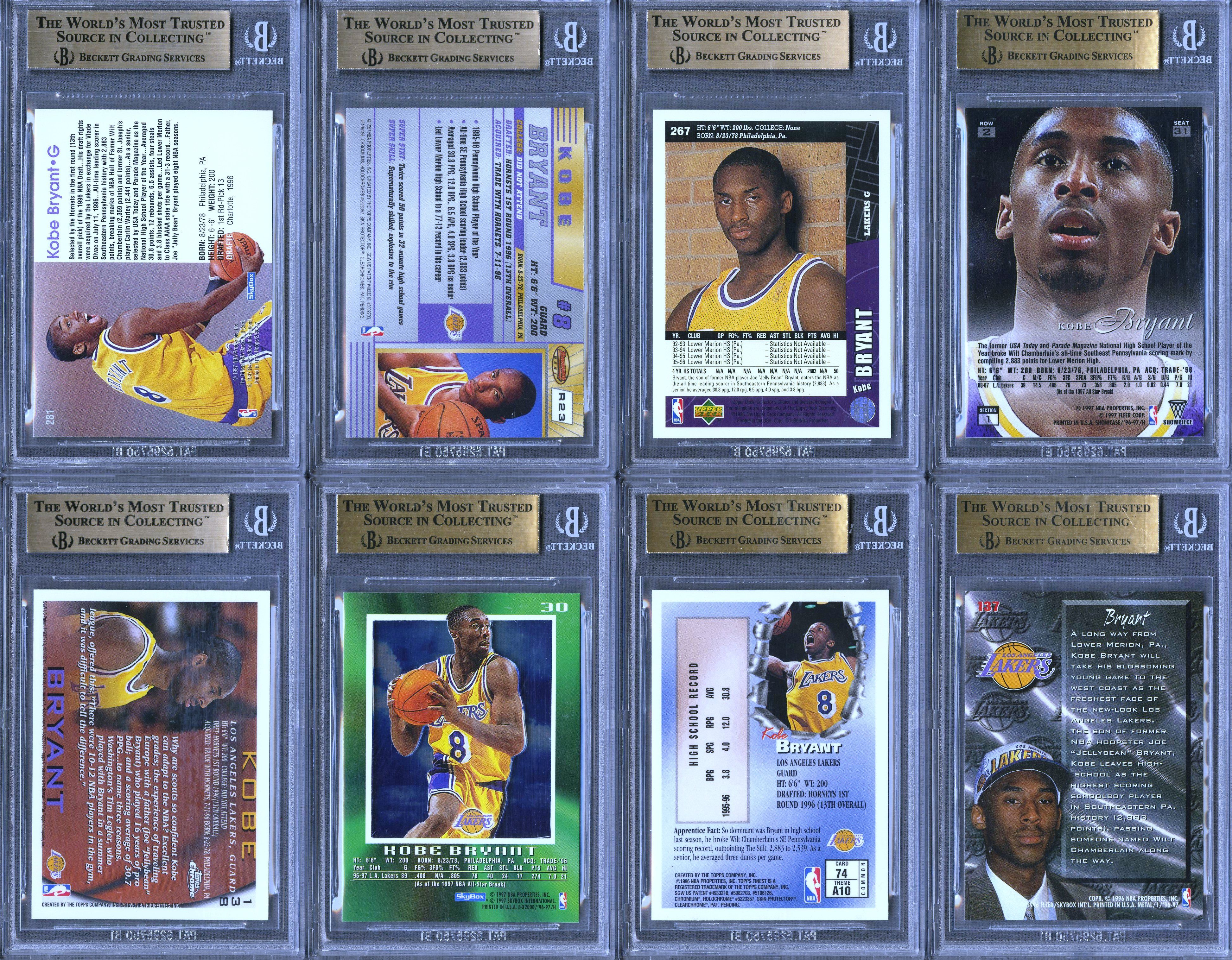 Lot Detail - Kobe Bryant BGS GEM-MINT Rookie Card Master Collection (16 ...