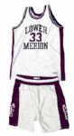 Kobe Bryants Game Used Lower Merion High School Home White Uniform (Bryant LOA and MEARS A-10)