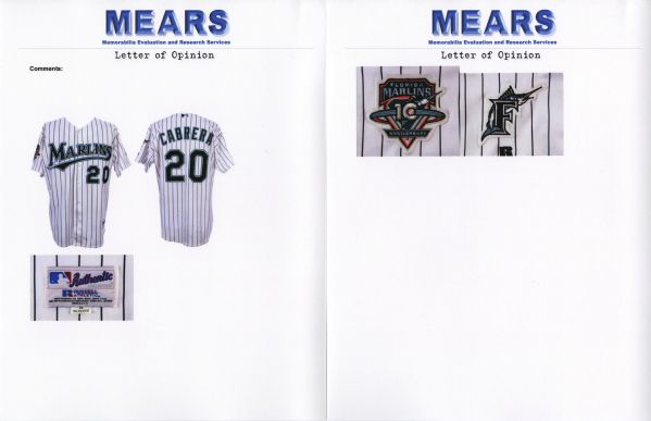 Lot Detail - 2003 Miguel Cabrera Rookie Season Game Used & World Series  Issued and Signed Florida Marlins Alternate Jersey (PSA/DNA & JSA)